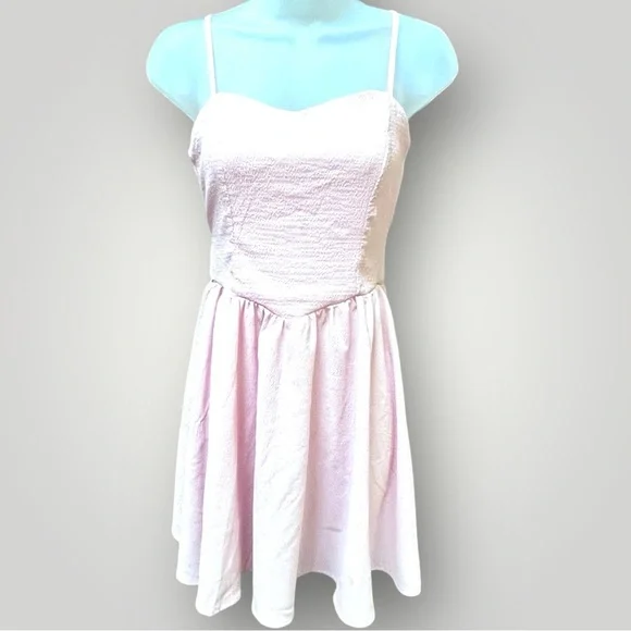 long sleeve light pink mini dress Ethereal Elegance Long Sleeve Mini Dress (Baby Pink) main image 1